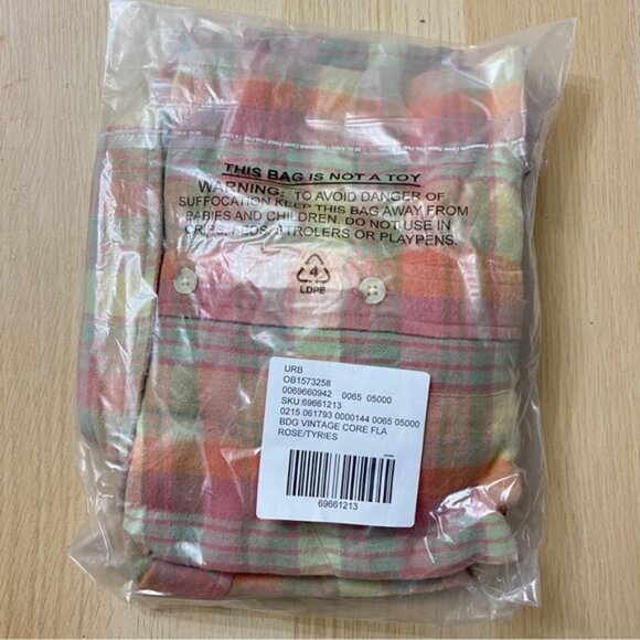Urban Outfitters | BDG Vintage Core Flannel Buttondown Shirt New Orange Plaid - Picture 7 of 8